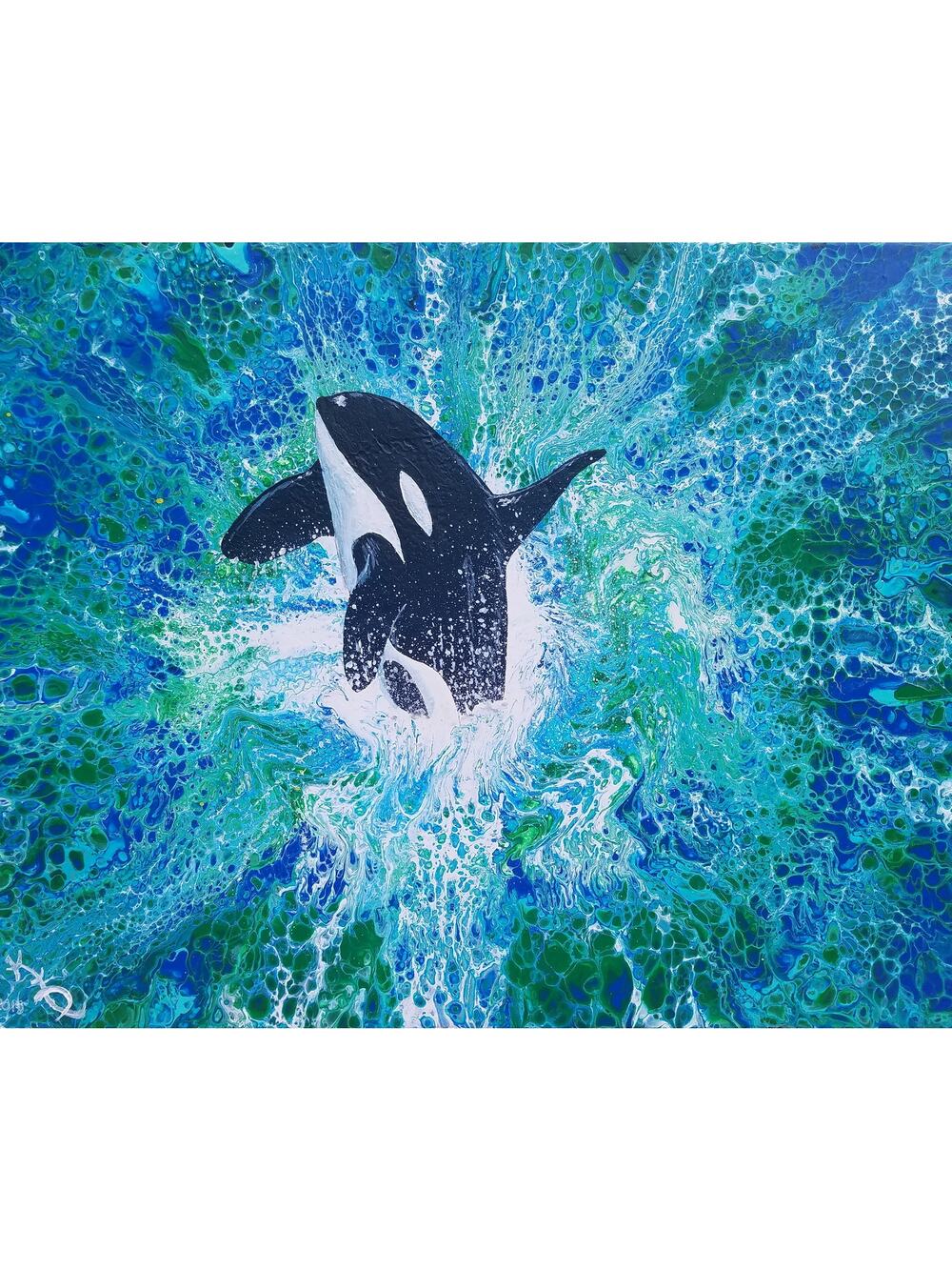 "Orca Leaping" Art Print from my Original Work 11" x 14" Acid Free